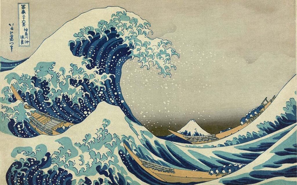 painting of high storm waves off Kanagawa in Japan