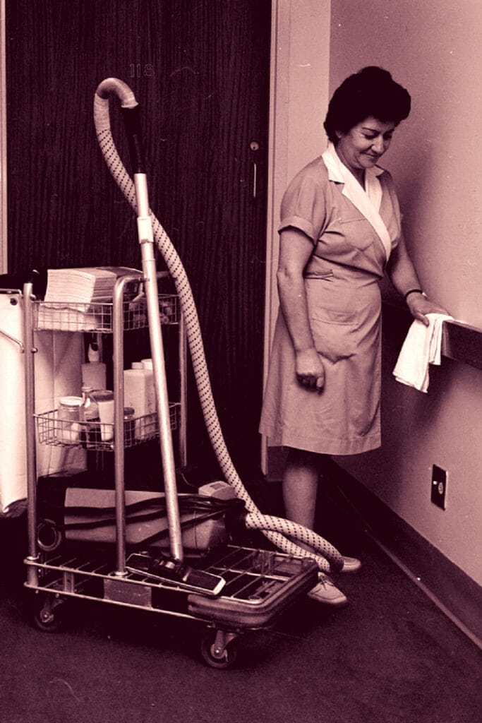 woman with a vacuum cleaner