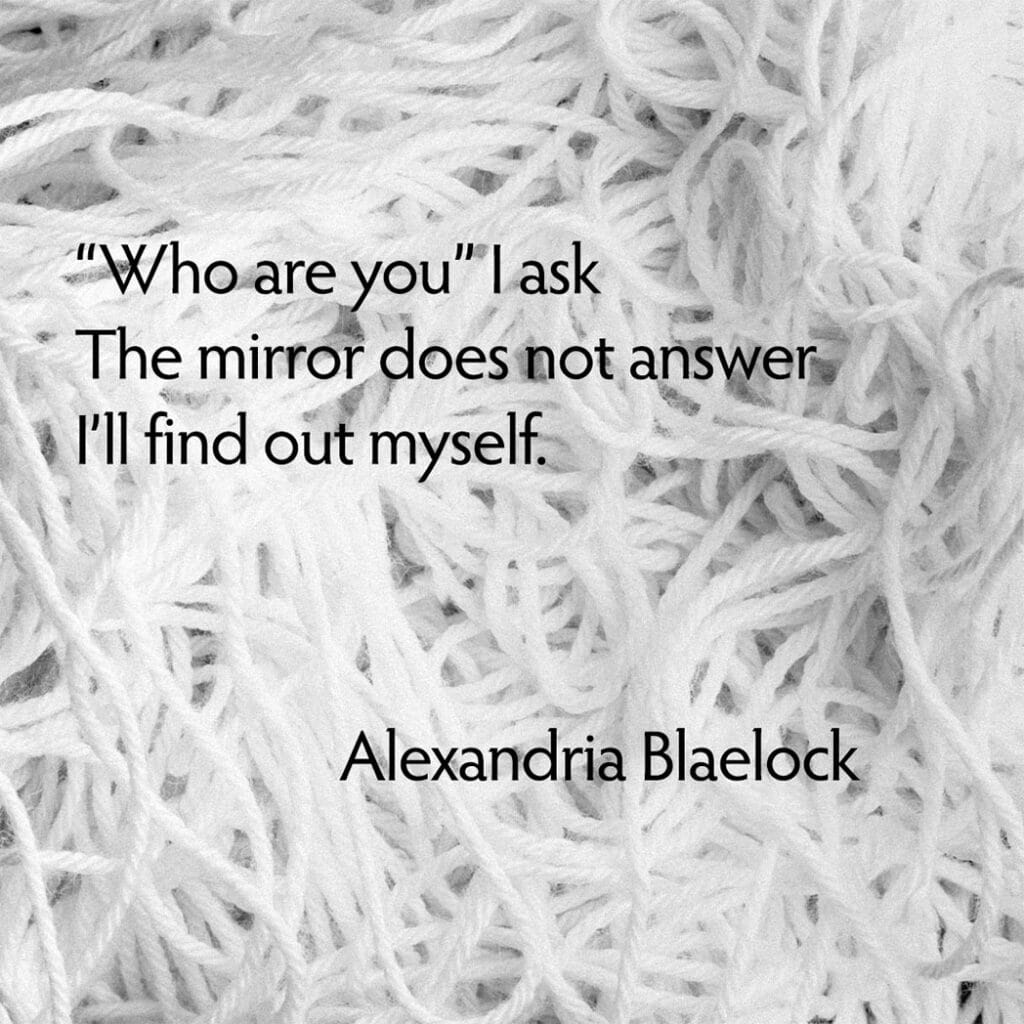 A tangled ball of string with the haiku who are you? The mirror does not answer. I'll find out myself.