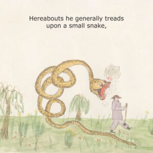 page 26 of Australia Felix shows an enormous snake about to bite a man