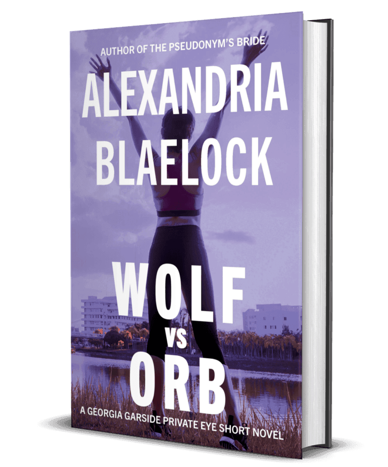 The hardback cover of Wolf vs Orb by Alexandria Blaelock shows a woman in sportswear with her arms in the air