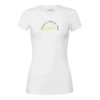 white women's fit t-shirt features a line drawing of a book with the words "There's a book for that."