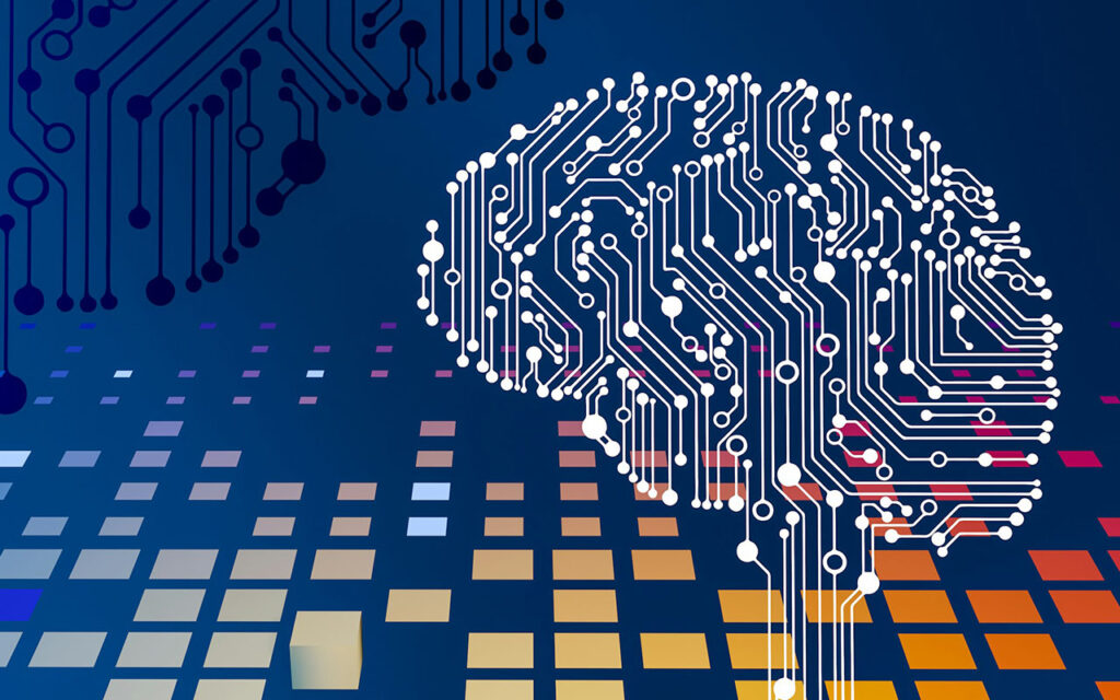 Render of an AI brain in circuitry