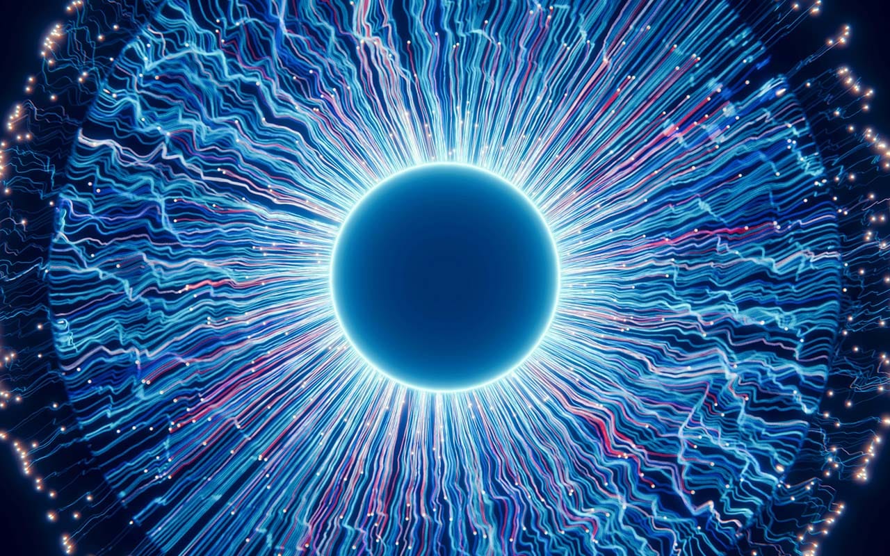 glowing lights in the shape of a pupil surrounded by an iris, representing this AU policy