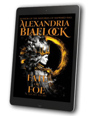 the cover of fate or foe by alexandria blaelock shows a woman wearing a crown